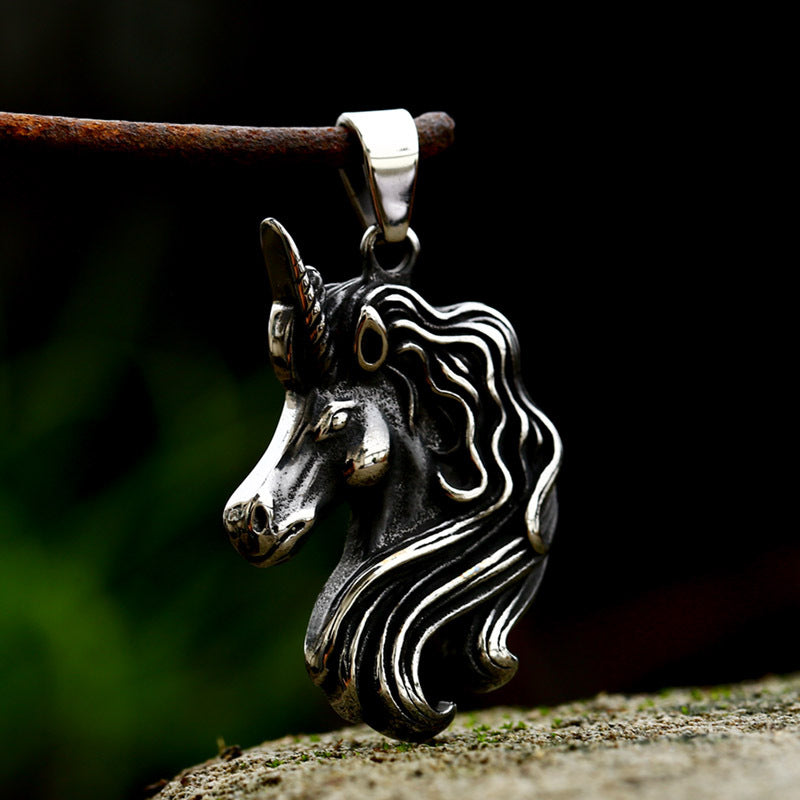 Retro Stainless Steel Zodiac Pony Pendant for Men - Vintage Titanium Steel Jewelry