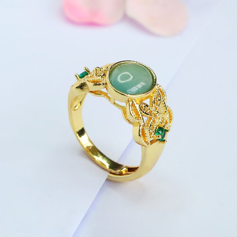 Blue-Water Jadeite Butterfly Dance Ring