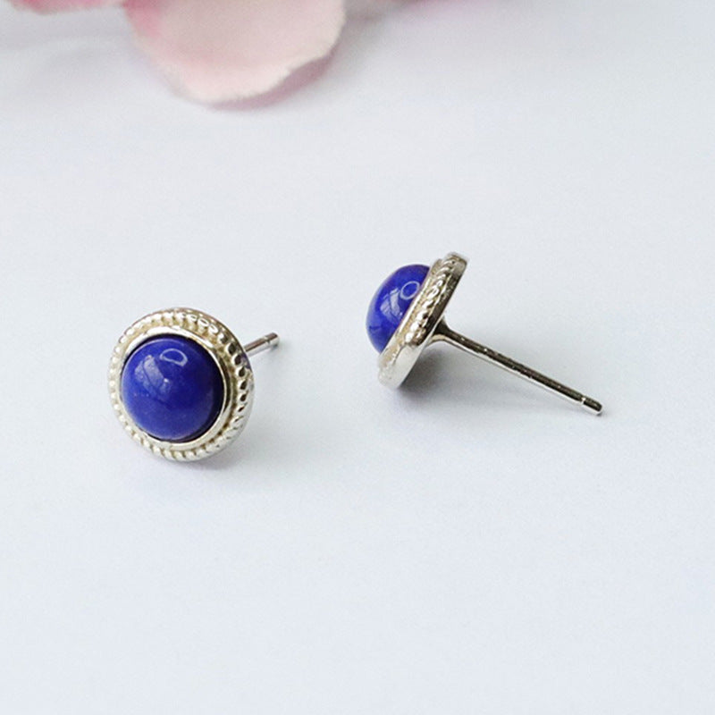Lapis Lazuli 925 Silver Stud Earrings