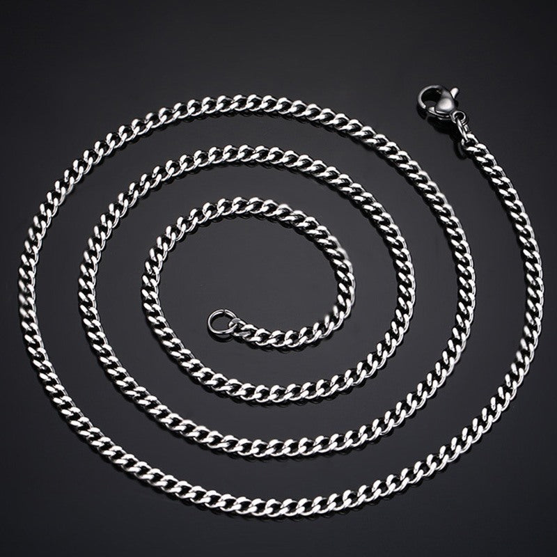 3mm Stainless Steel Grinding Chain Black Gold Steel Necklace Pendant With Chain