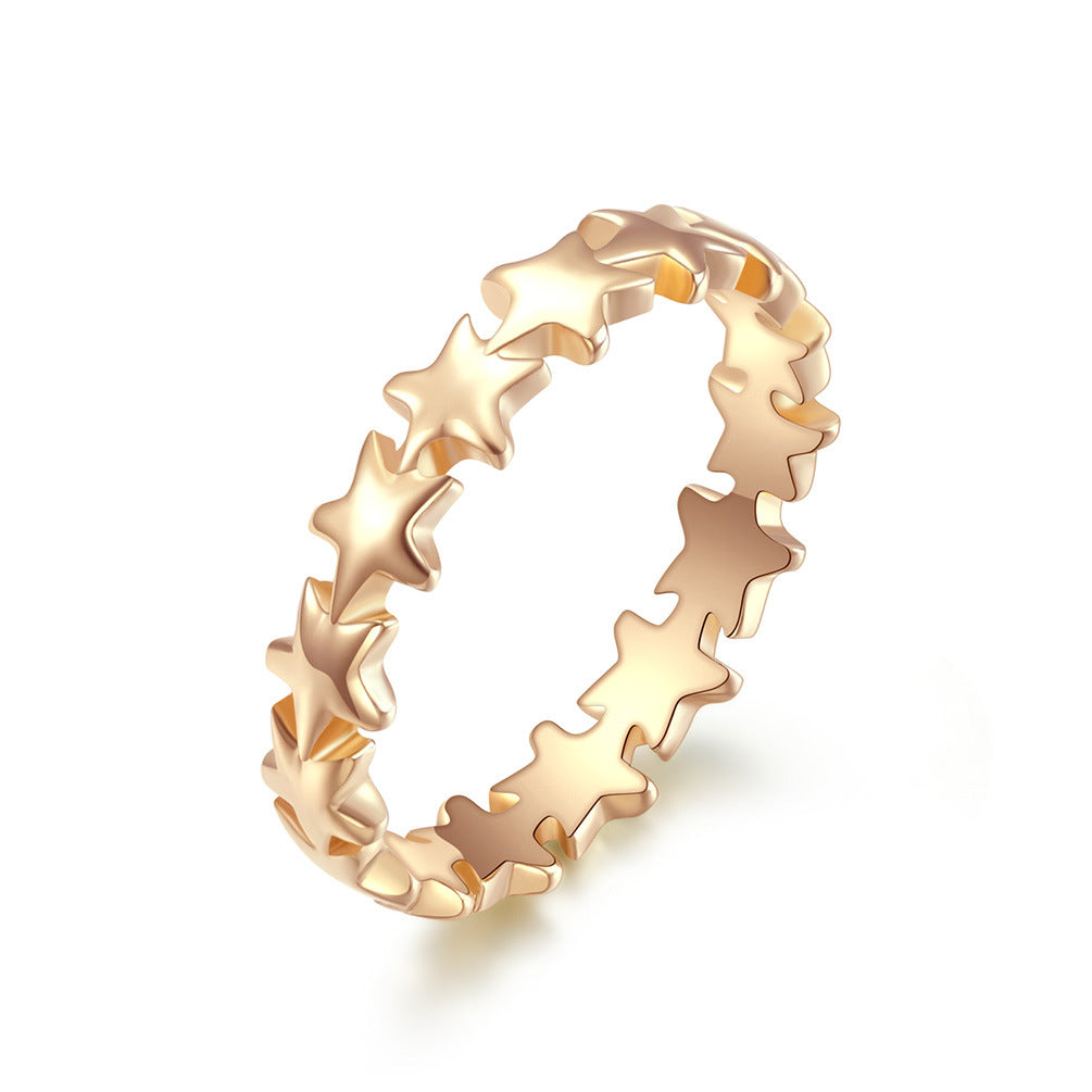 Planderful Titanium Steel Five-Point Star Ring For Women Stackable Light Luxury Jewelry