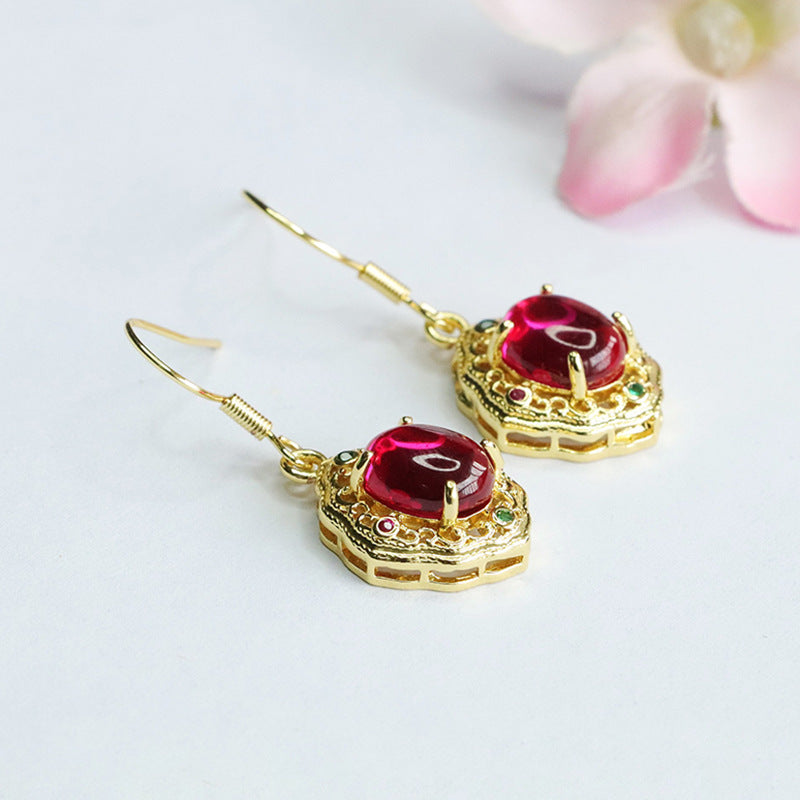 Lab-Grown Ruby Ruyi Motif Earrings