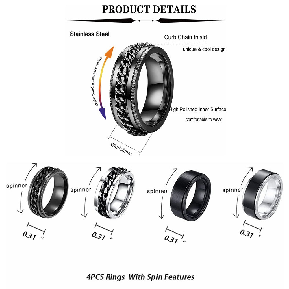 Rotating Titanium Steel Men's Ring - Stylish European and American Jewelry