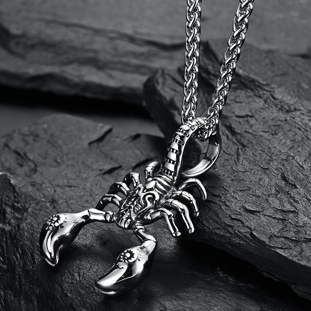 Planderful European Gothic Scorpion Stainless Steel Pendant Necklace Personalized for Dark Style Fans