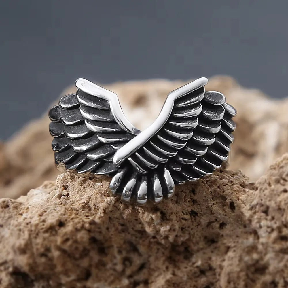Punk Eagle Wing Stainless Steel Men's Ring