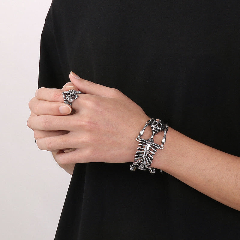 Halloween Horror Ghost Head – Punk Style Skull Men's Stainless Steel Bracelet