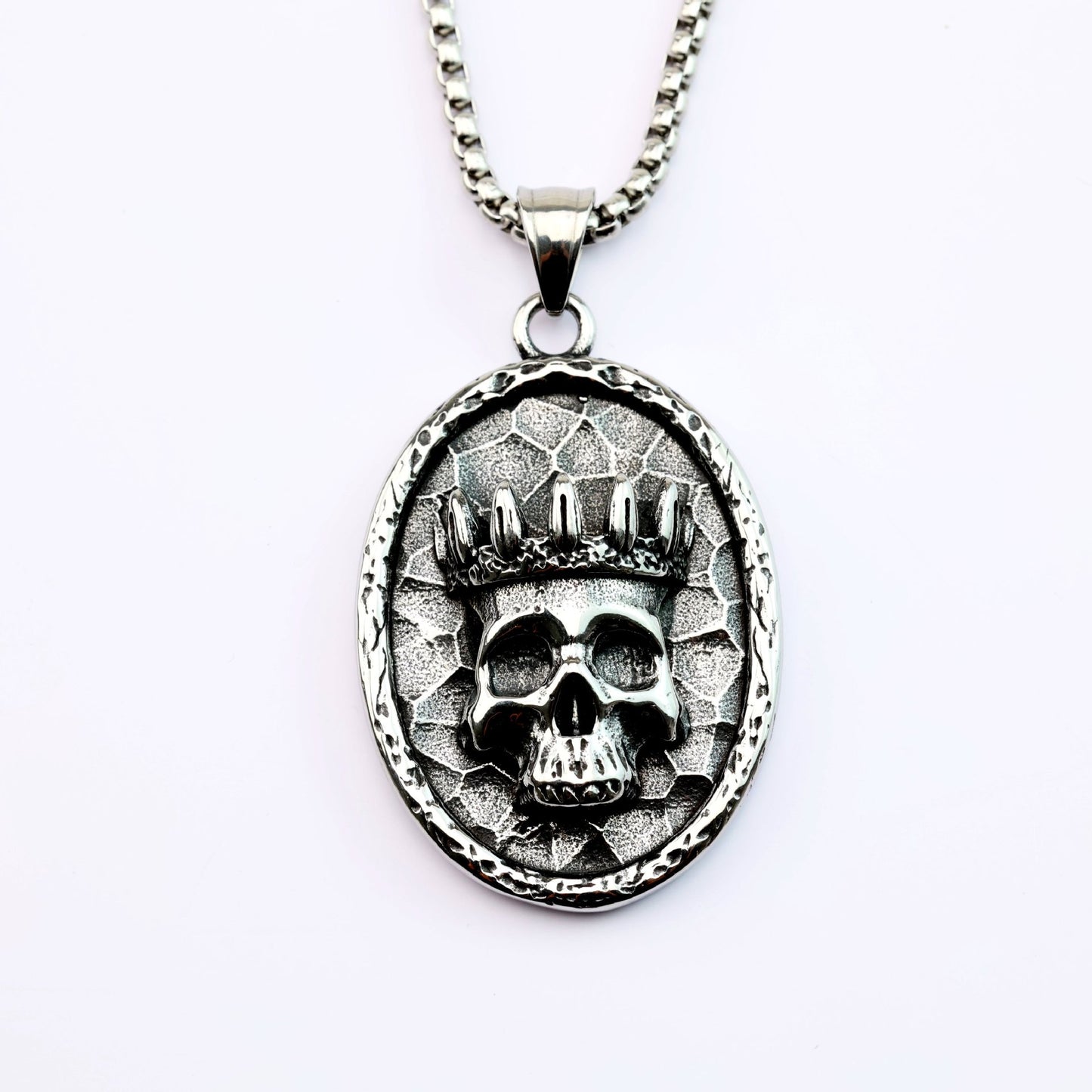 Planderful Crown Skull Pendant For Men Stainless Steel Single Sided Punk Style Jewelry