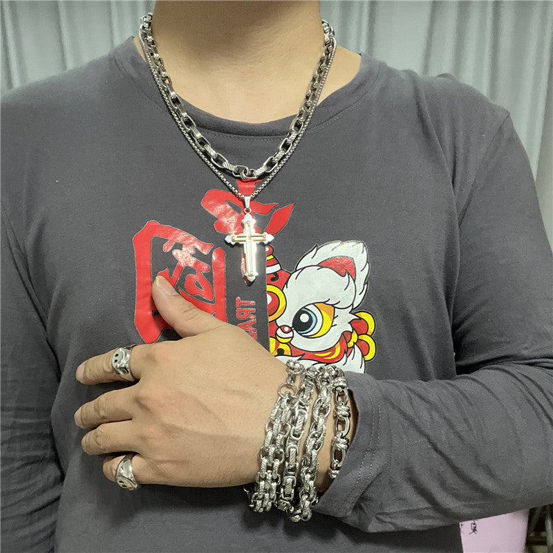 Personalized Retro Titanium Steel Cross Pendant Necklace for Trendy Men