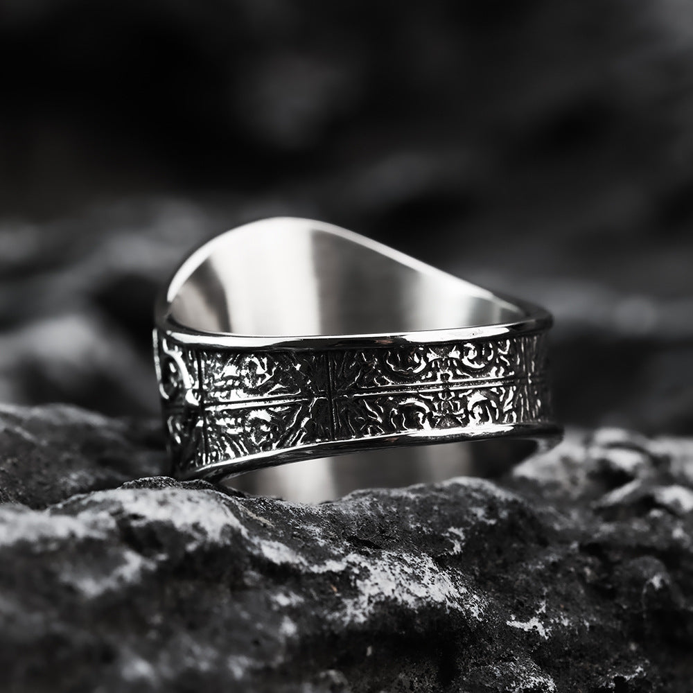 Titanium Steel Ring Heavy Metal Nordic Pirate Skull Avant Garde Design For Men by Planderful Shop