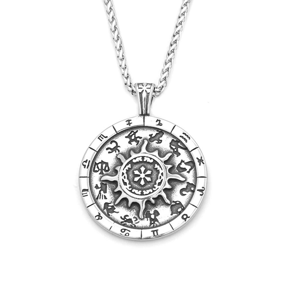 Sun Twelve Stainless Steel Pendant Necklace