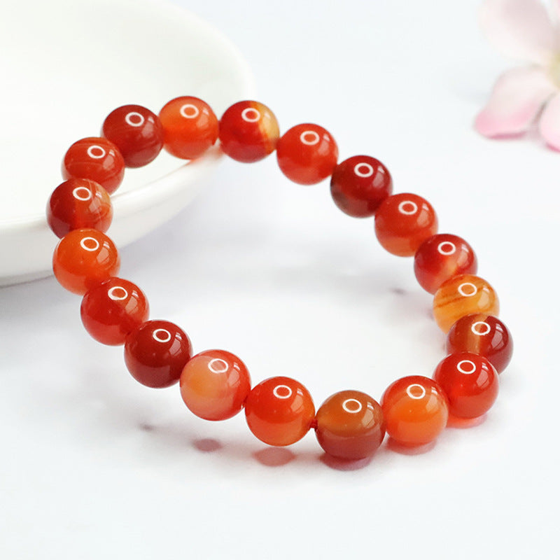 Silk-Wrapped Natural Red Agate Bracelet for Fortune's Favor