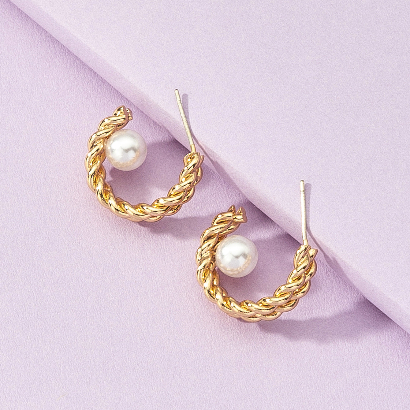 Exaggerated Twist Braided Pearl Earrings - Vienna Verve Collection