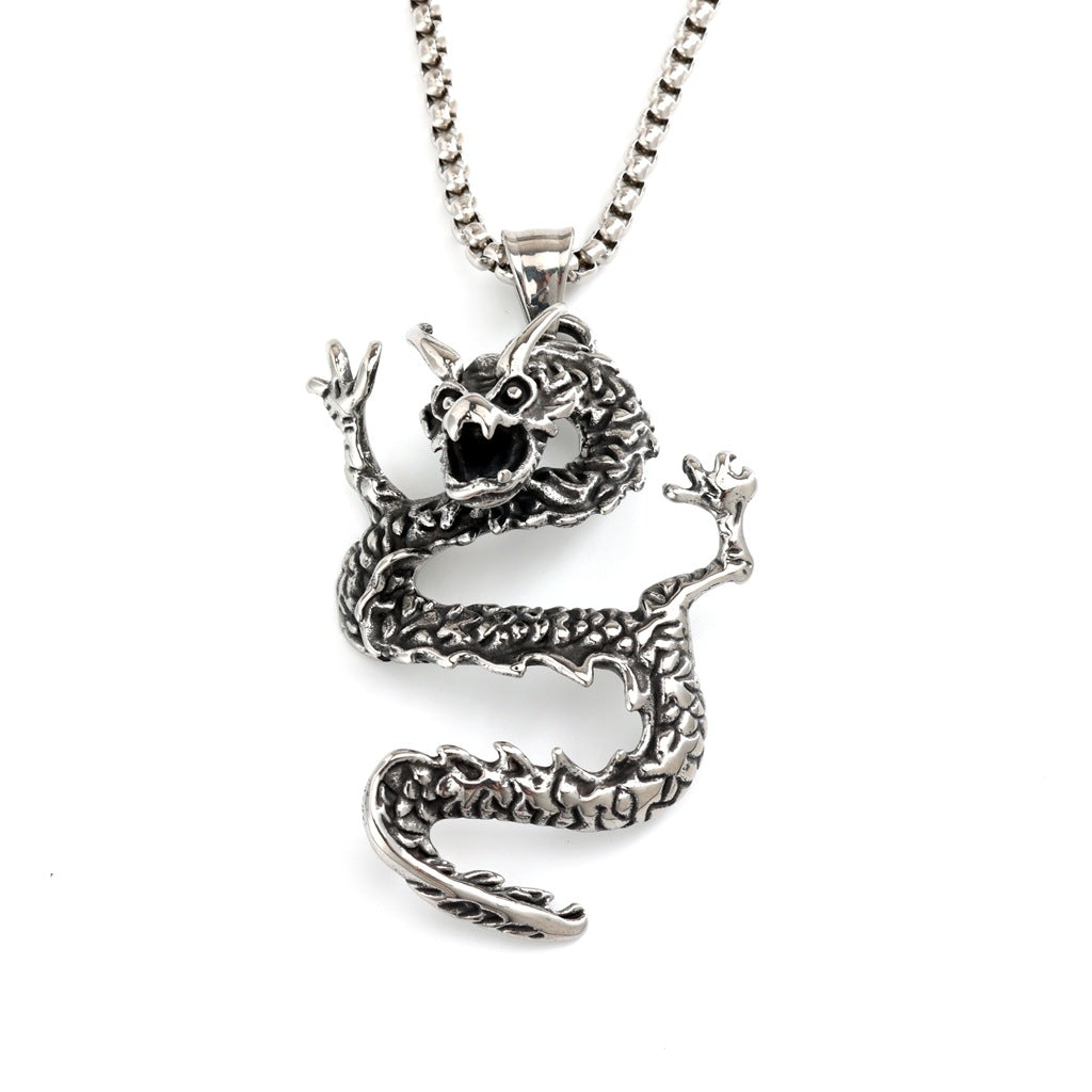 Vintage Dragon Stainless Steel Men's Pendant Necklace