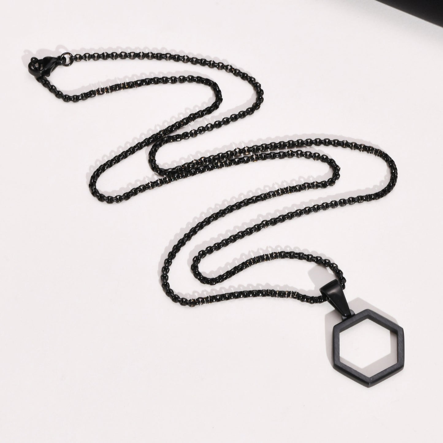 Boys Necklace Accessories Trendy Simple Pendant Hip Hop Geometric Hexagon Necklace