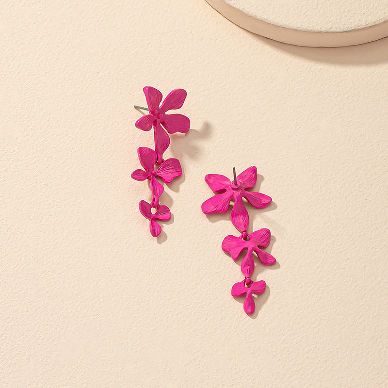 Exaggerated Irregular Flower Earrings with European Charm