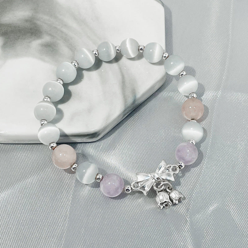 Lavender Amethyst Sterling Silver Bracelet with Opal Accent