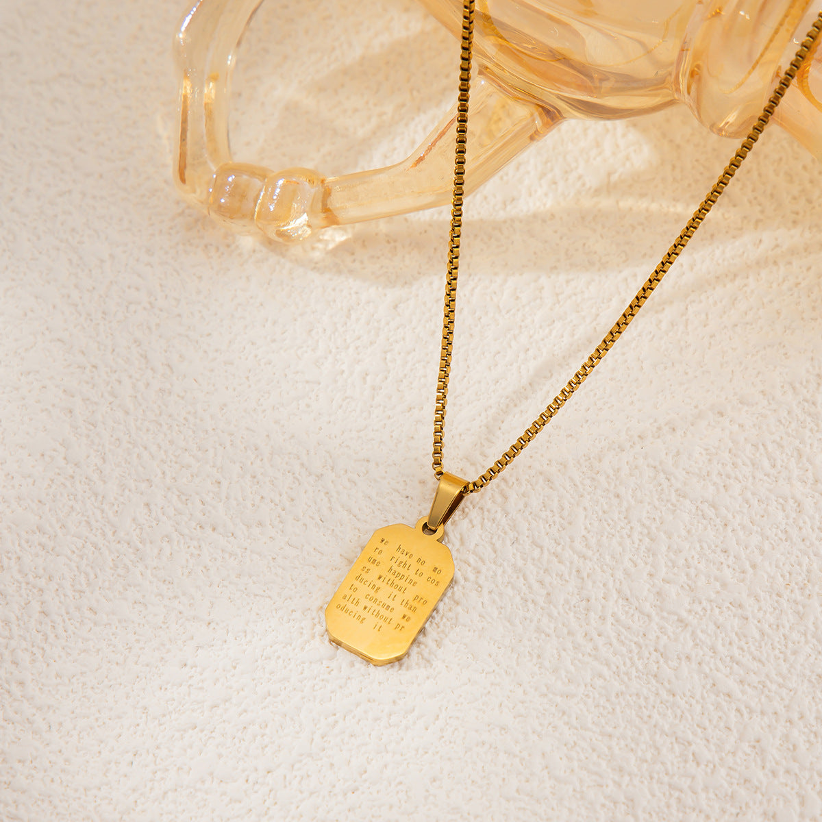 Black & Gold Square Pendant Necklace