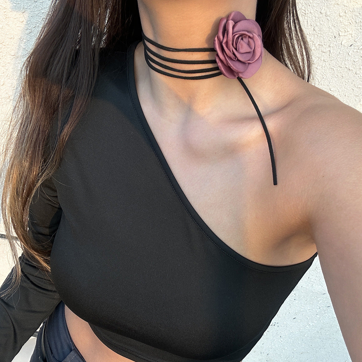 Customized Handcrafted Tassel Necklace, Unique Long Handmade Flower Velvet Choker Neck Chain, International Jewelry Inspired by Europe and America