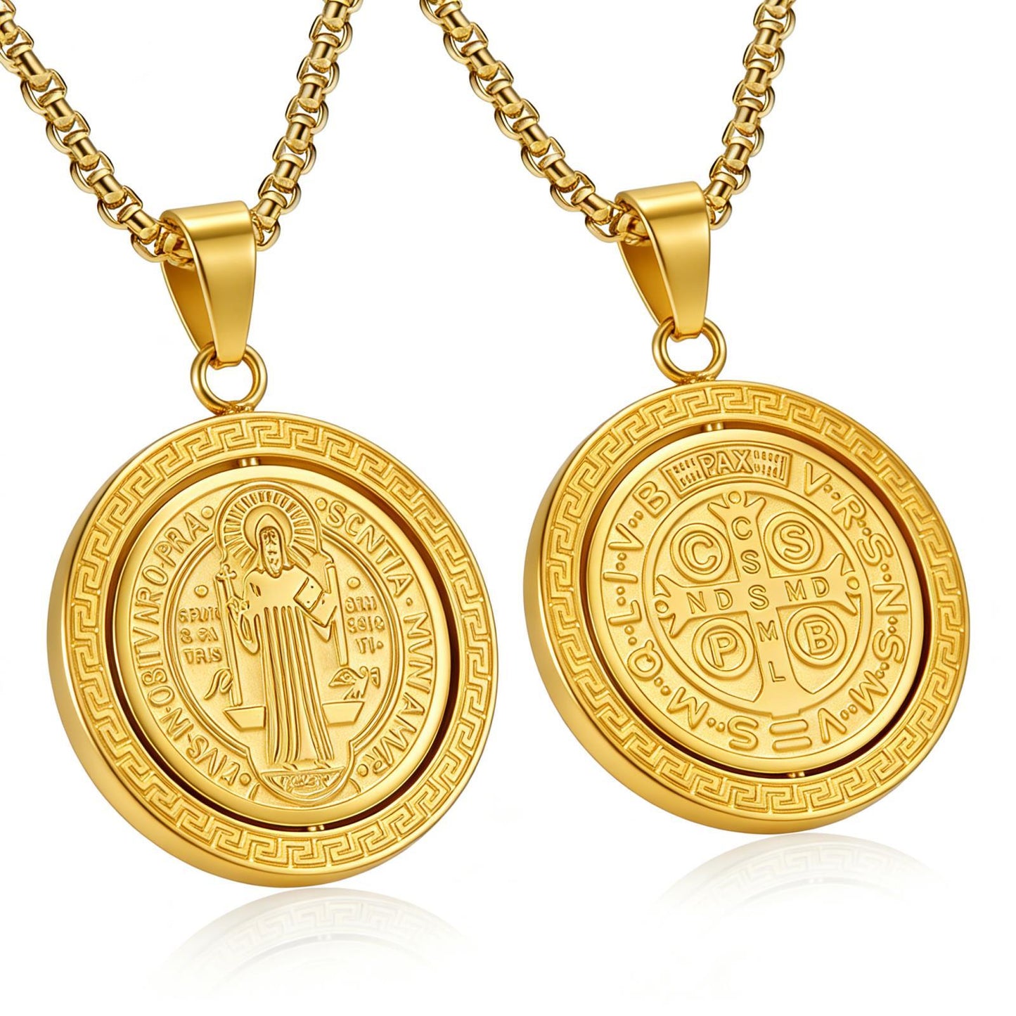 Steel Necklace – Statement Men's Saint Benedict Pendant