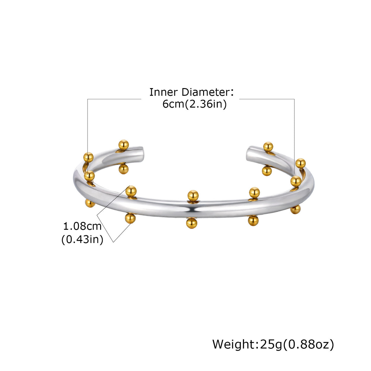 Stainless Steel Geometric Steel Ball Opening Bracelet Steel Ball Ring Cool Geometric