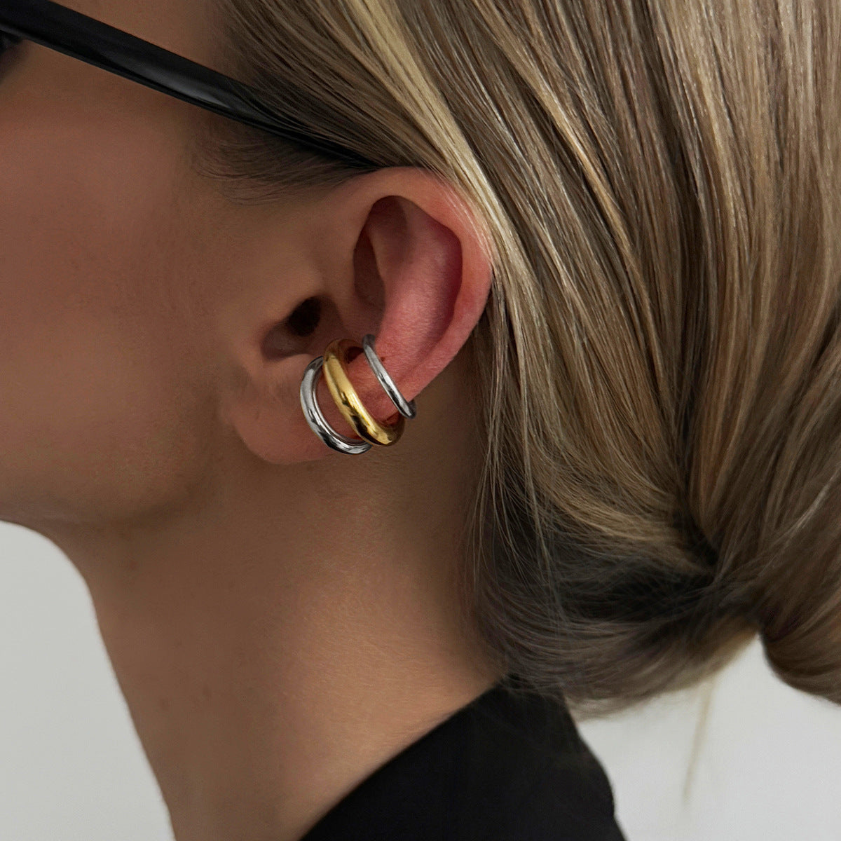 Planderful Vienna Verve Clip On Earrings Non Piercing Light Sensitive Geometric Ring Statement For Fashion Fans