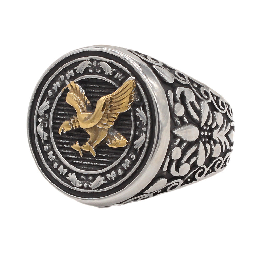 Planderful Titanium Steel Ring For Men Unisex Retro Eagle Protection Statement Everyday Genie