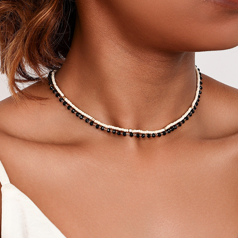 Elegant Glass Beaded Clavicle Chain Necklace - Vienna Verve Collection