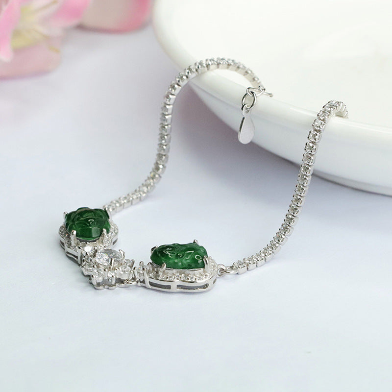 Green Jadeite Pixiu 8*5 mm Bracelet