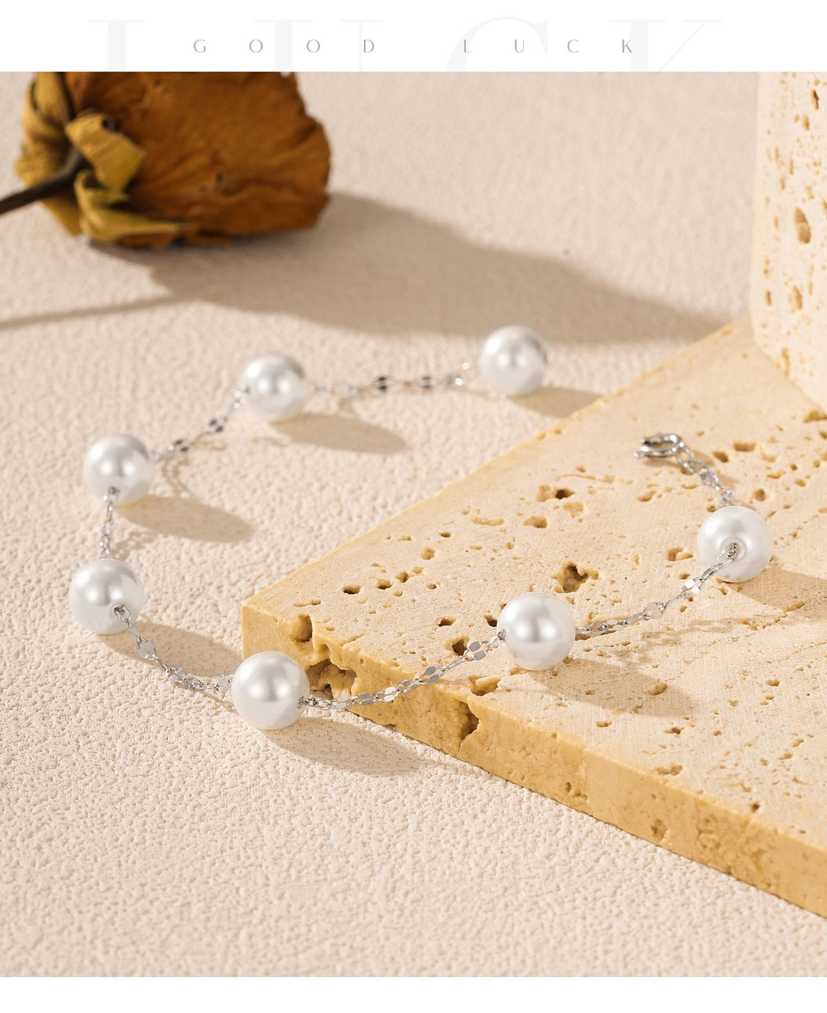 925 Sterling Silver Pearl Chain Bracelet