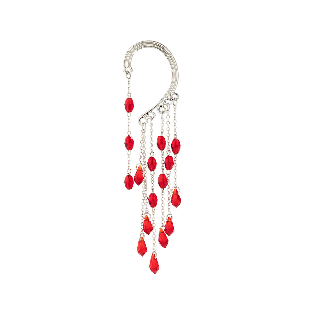 Blood Drop Tassel Earrings with Crystal Pendant and Gothic Flair