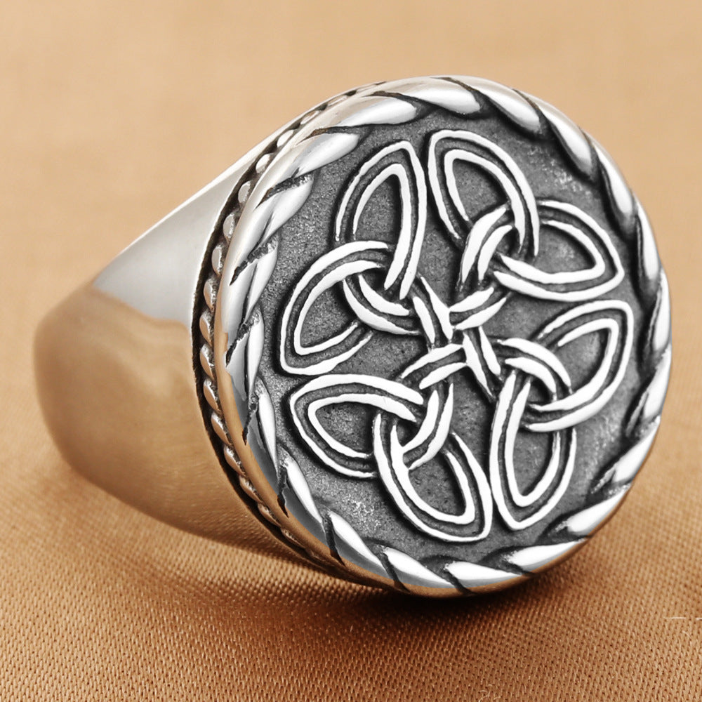 Titanium Steel Viking Totem Ring - Personalized Retro Men's Accessory, Trendy Stainless Steel Triangular Design in Sizes 7-13