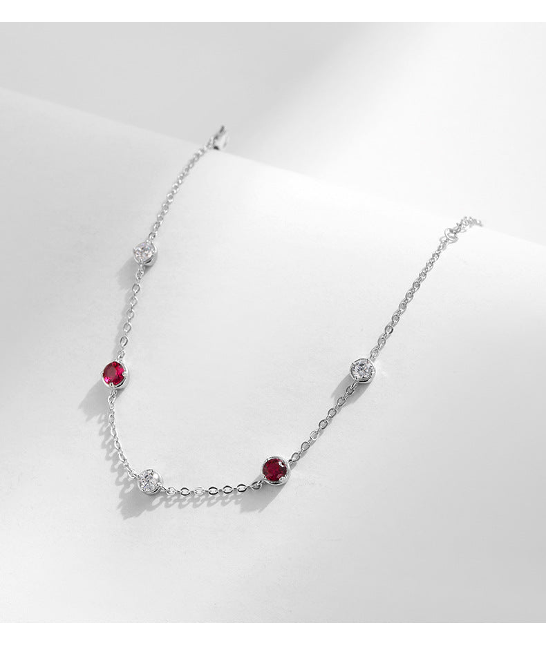 Exquisite Sterling Silver Ins Style Bracelet with Zircon Gems