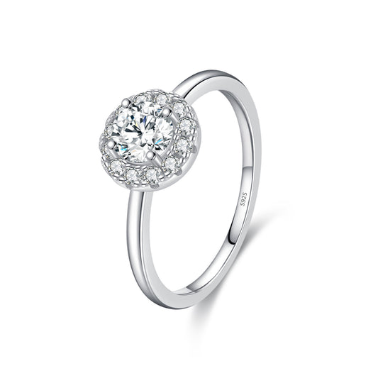 Elegant Sterling Silver Moissanite Ring for Women with D Color High-End Sparkle