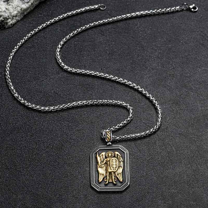 Planderful Stainless Steel Angel Sword Pendant Necklace For Men Durable Bold Contemporary Style Gift