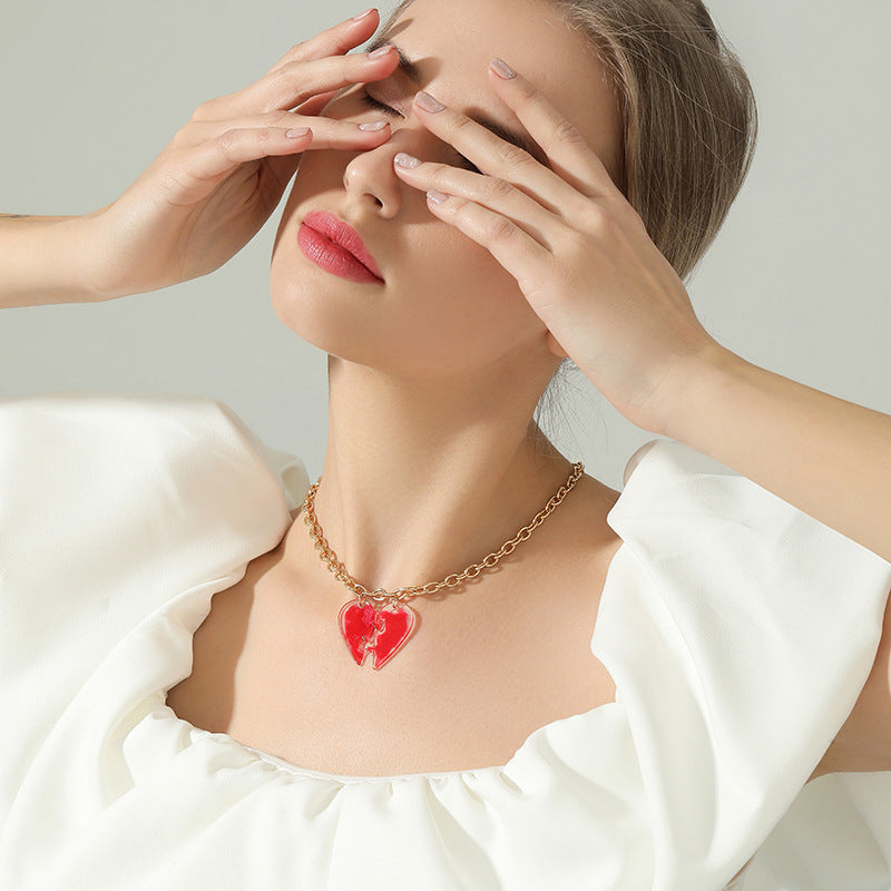 Empathy Red Heart Necklace with Unique Design for Women