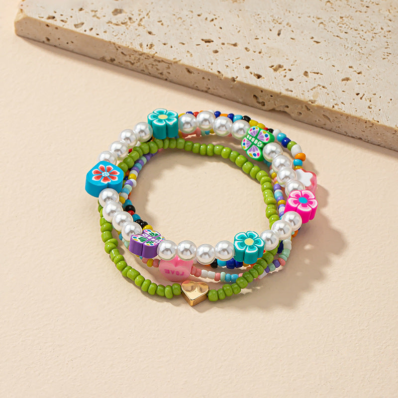 Whimsical Charm Pearl and Bead Bracelet Set