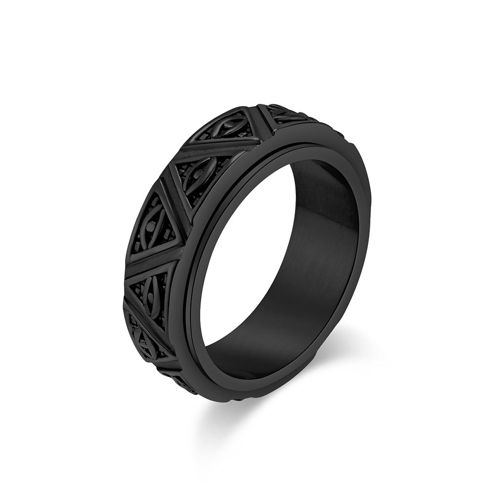 Planderful Eye Of Horus Ring Rotating Titanium Stainless Steel Pyramid Guardian For Mythology Lovers Unisex