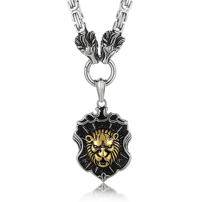 Titanium Steel Lion Head Necklace for Men – Bold European and American Street Style