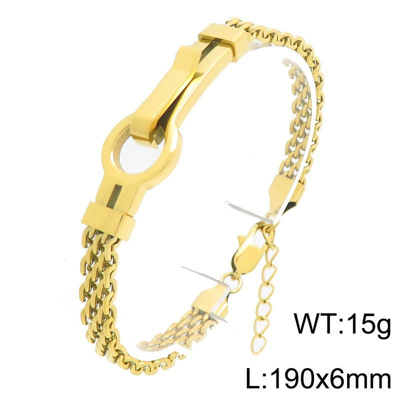 Adjustable Extension Chain – Rock Bottle Opener Shape Bent Mesh Chain Stainless Steel Bracelet