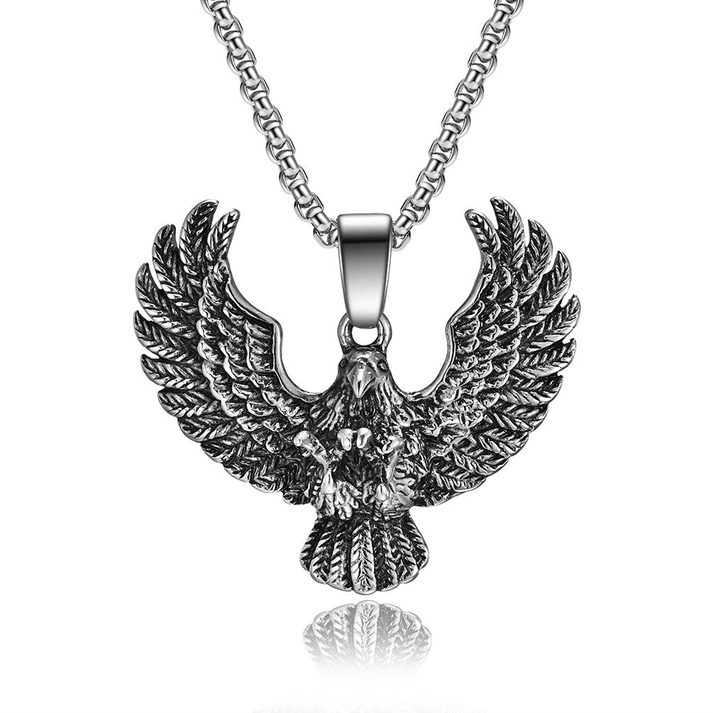 Planderful Punk Eagle Necklace Titanium Steel Durable Predator Pendant For Streetwear Lovers