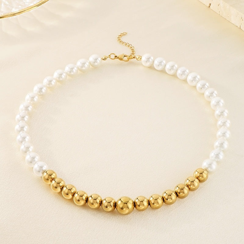 French Light Imitation Pearl Spell Round Bead Commuting Gentle Girl Versatile Necklace Collarbone