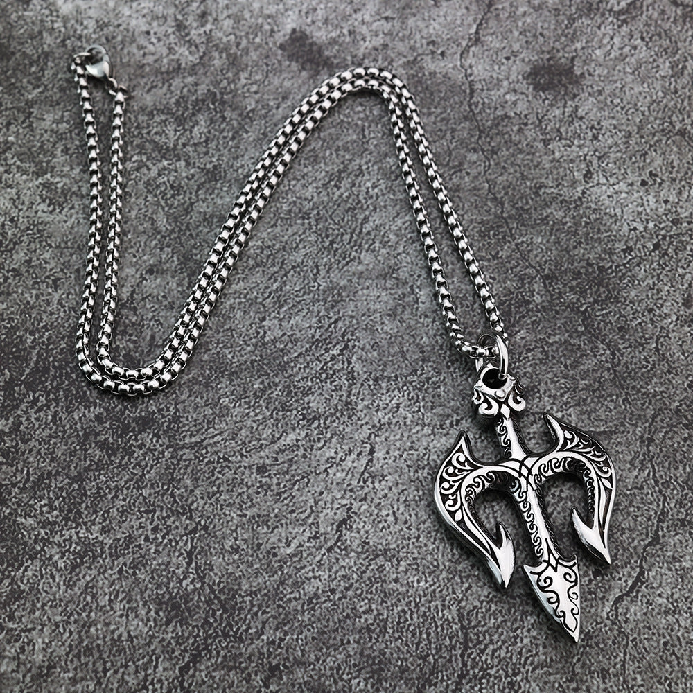 Personalized Poseidon Trident Fashion Necklace for Men