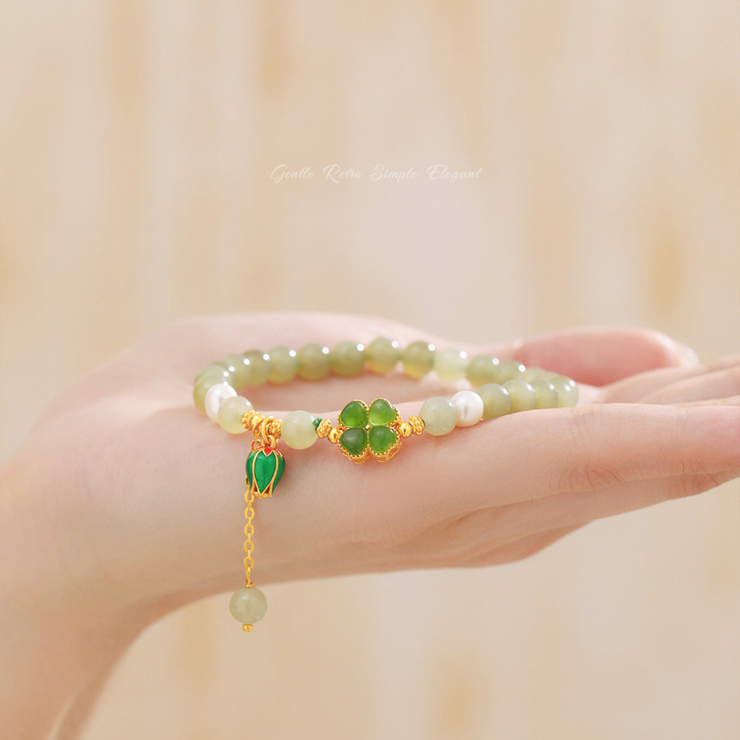 Clover Peach 925 Sterling Silver Bracelet