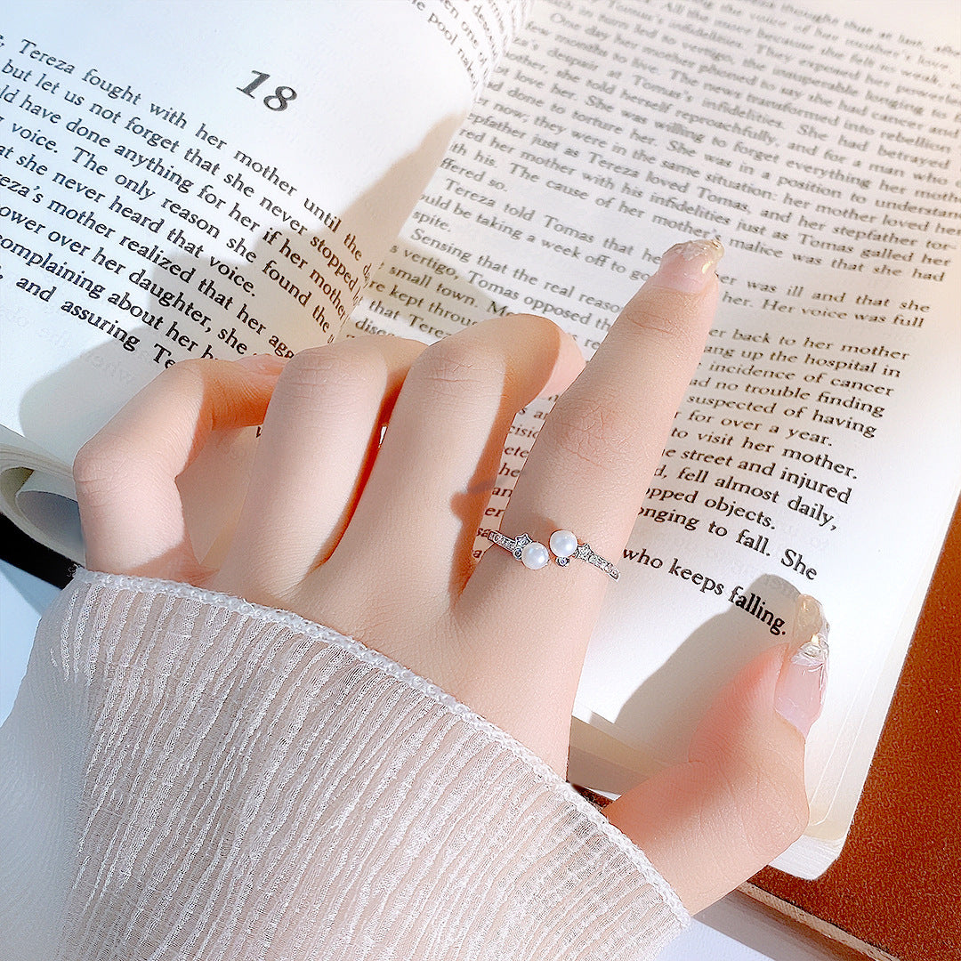S925 Sterling Silver Freshwater Pearl Ring — Adjustable