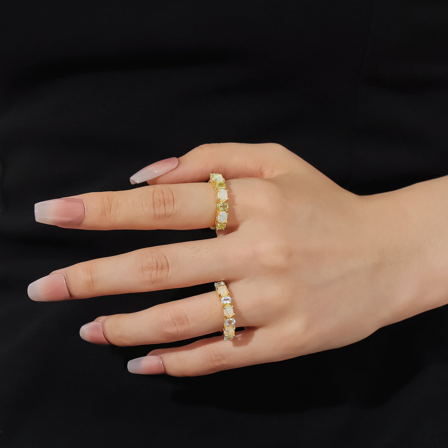 Spring and Summer Fresh Little Gemstone Topaz Ring Ins Wind