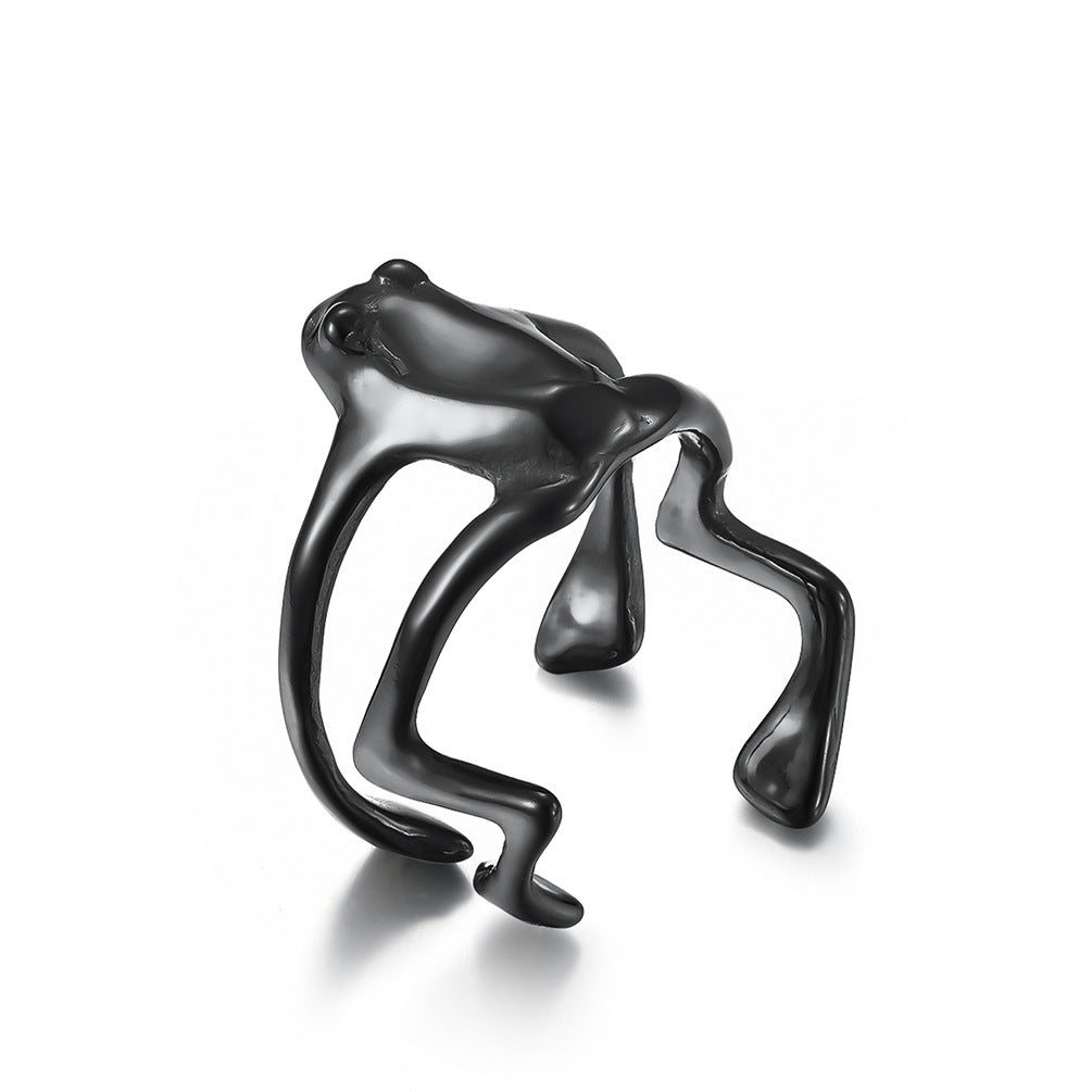 Stainless Steel Little Frog Ring – Adjustable Opening – Little Toad