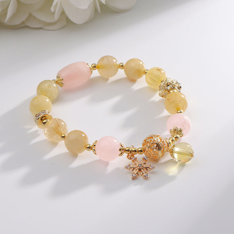 Blonde Crystal Charm Bracelet with Pink and Yellow Accents
