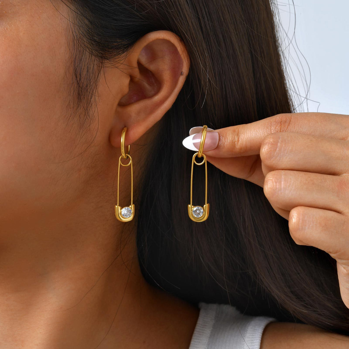 Stainless Steel Zircon Earrings