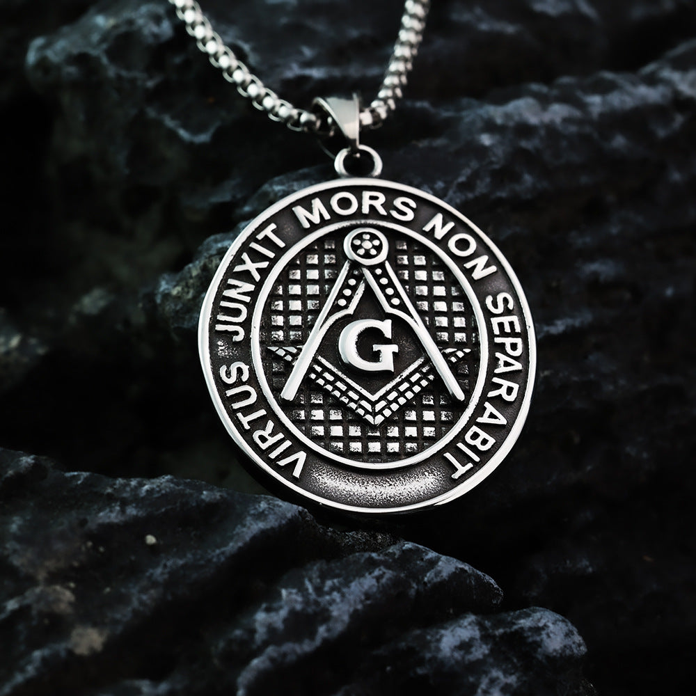 European And American Retro Jewelry Stainless Steel Pendant Double-Sided AG Freemason Devil's Eye Pendant For Men