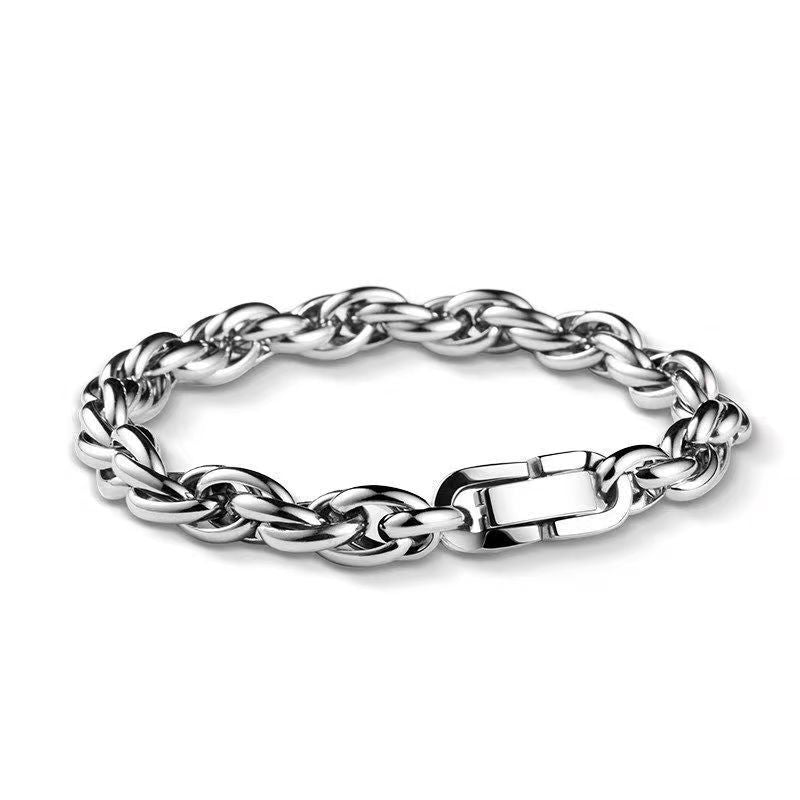 Planderful Jewelry Twist Chain Mens Titanium Steel Bracelet Thick Non Fade Everyday Genie Collection